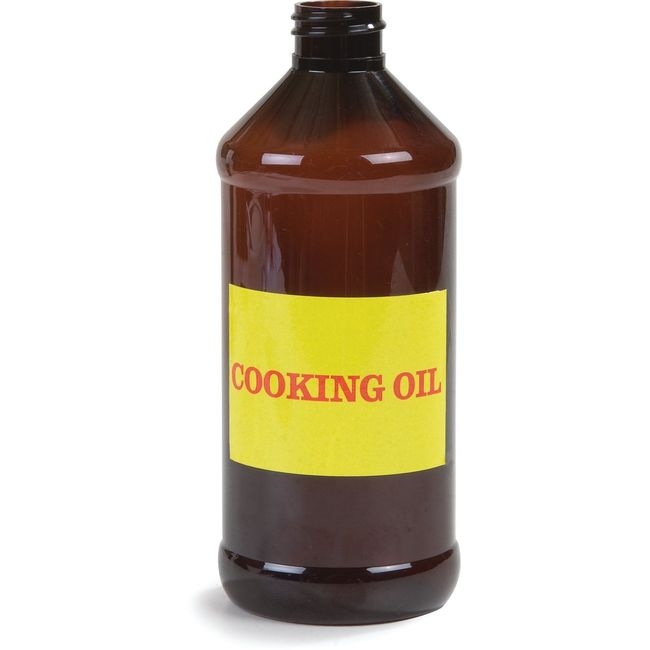 381613 Amber Bottle with Cooking Oil Label, 16 oz Capacity