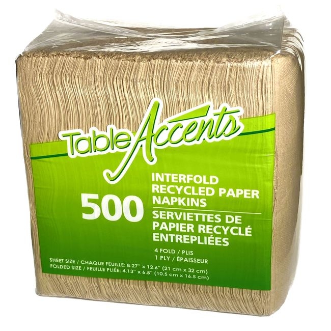 Kraft 1-Ply 4-Fold Interfold Recycled Paper Napkin