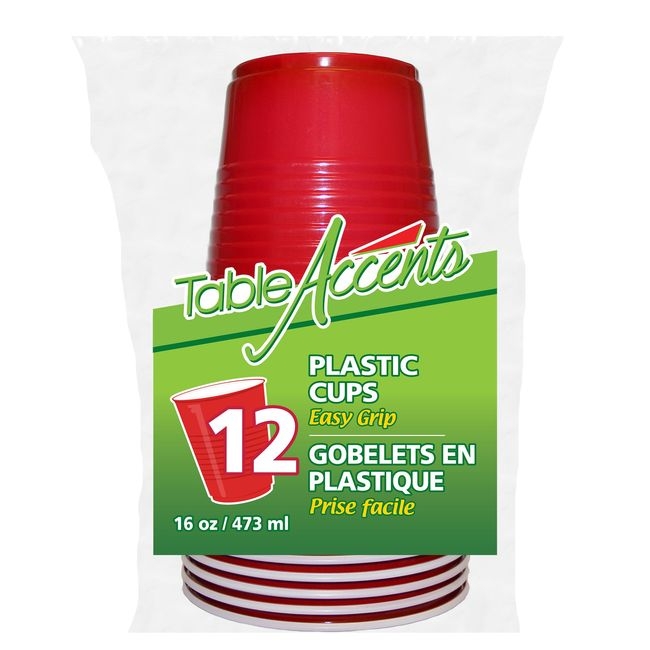 Easy Grip 16 oz Red with White Interior Plastic Cup