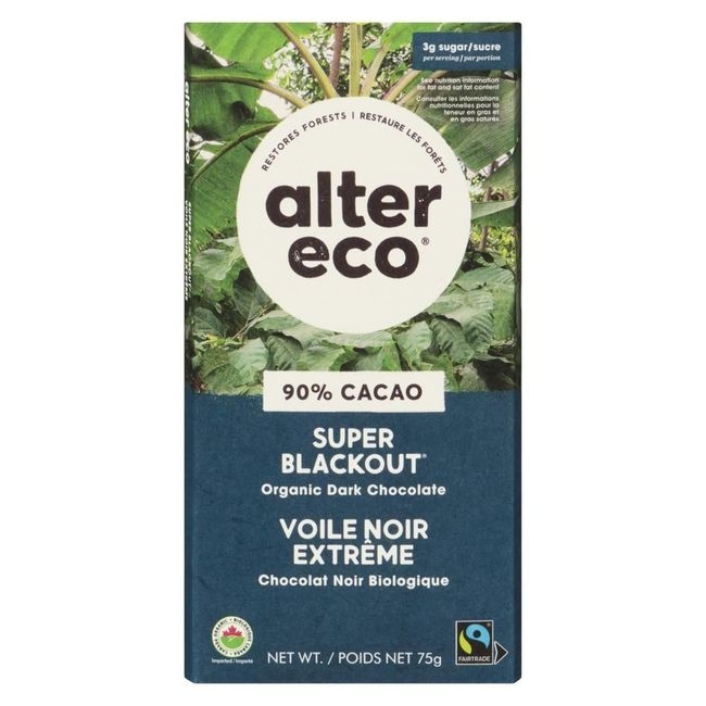 Organic Super Blackout 90 Percent Cacao Dark Chocolate Bar