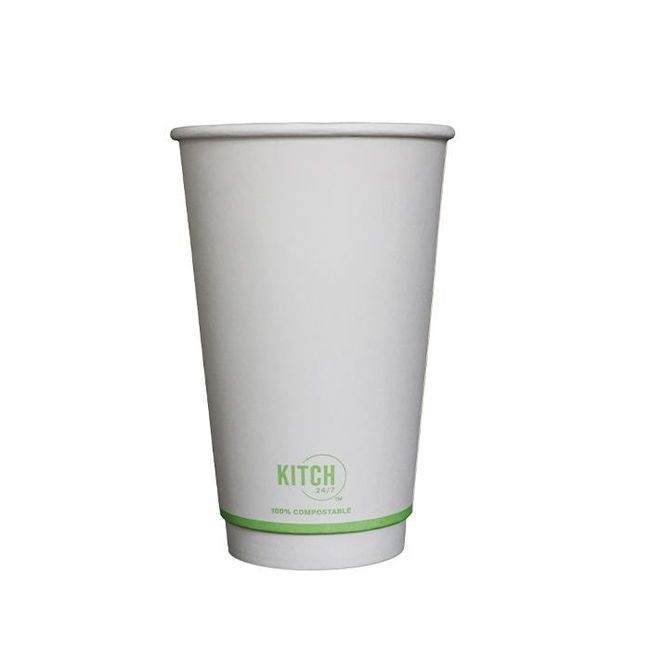 White Compostable Smooth Insulated Hot Cup