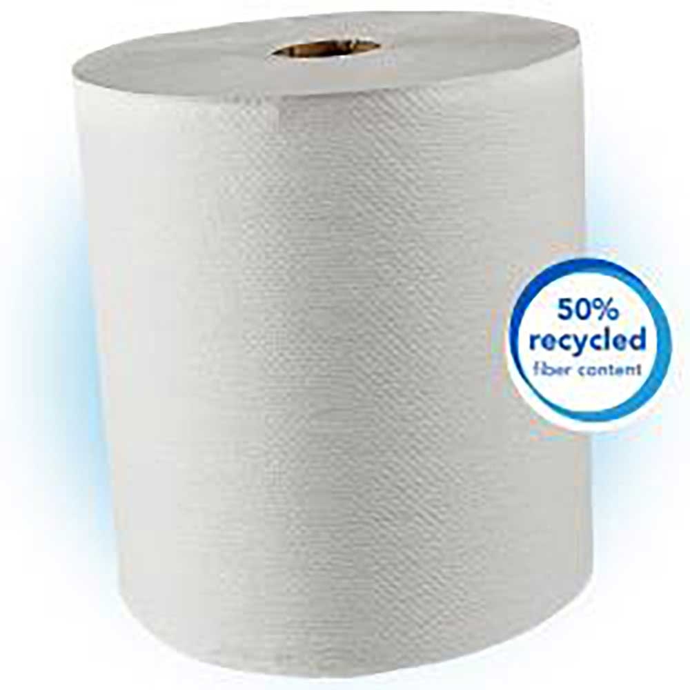 50 Percent Recycled White Fiber Paper Towel Roll