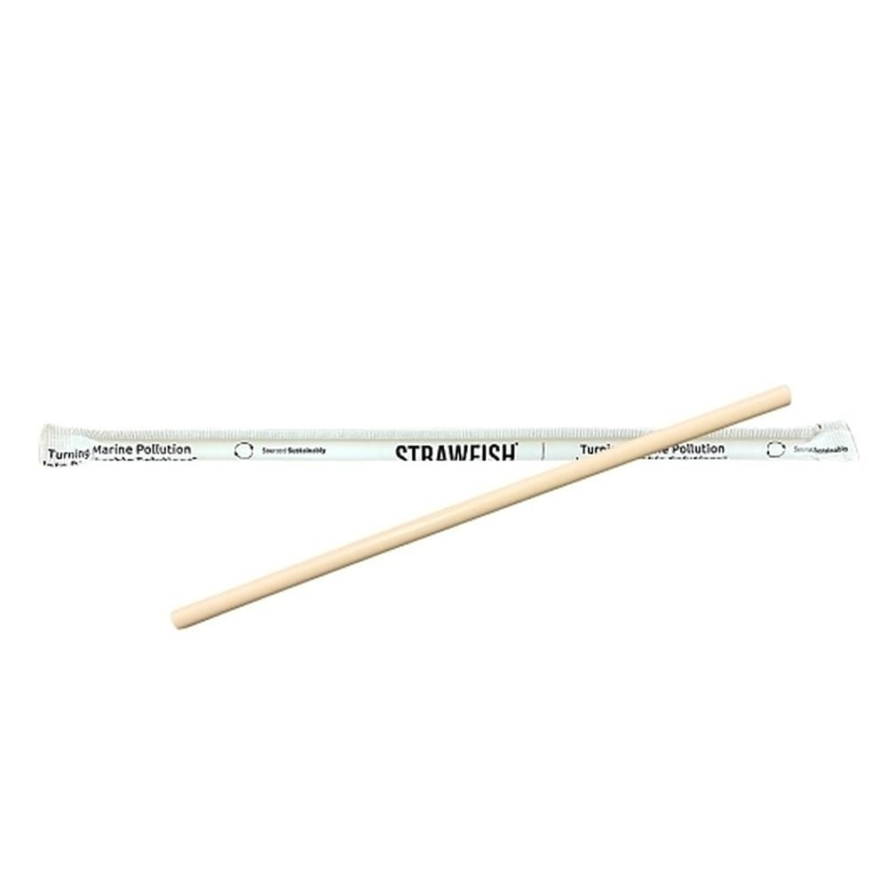 7.75 in x 8 mm Natural Biodegradable Wrapped Giant Straw