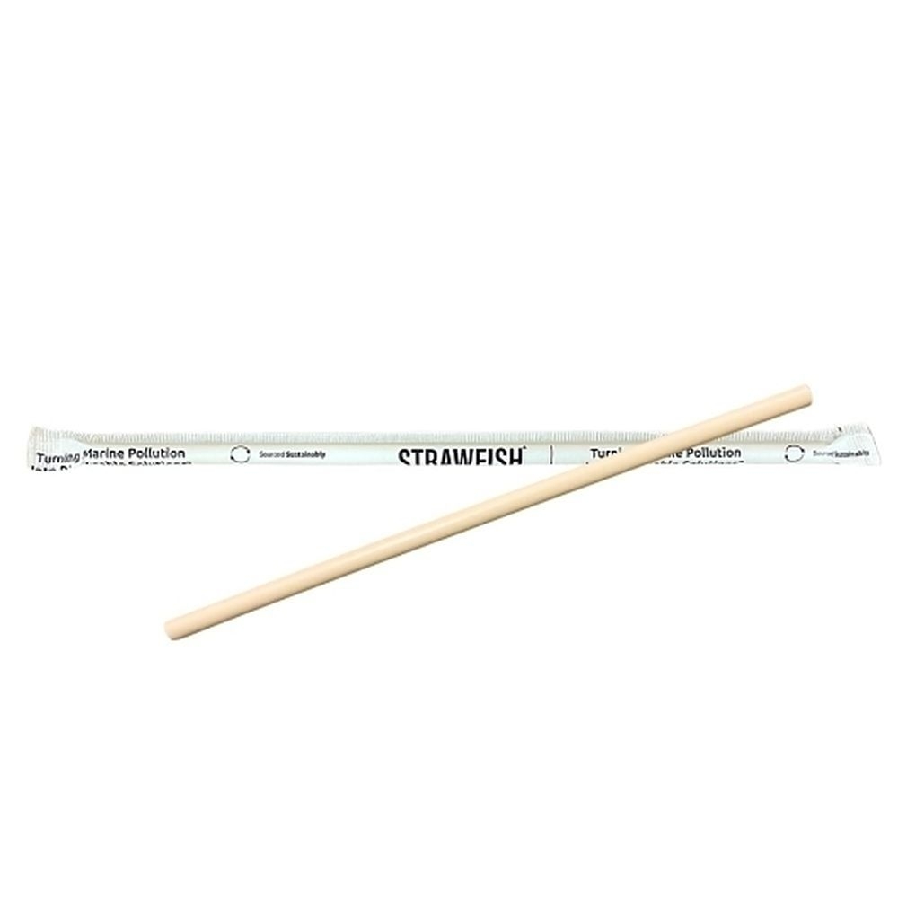 10.25 in x 8 mm Natural Biodegradable Paper Wrapped Giant Straw