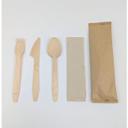 Natural Paper Wrapped Wooden Fork Knife and Spoon Cutlery Kit with 2 Ply Napkin