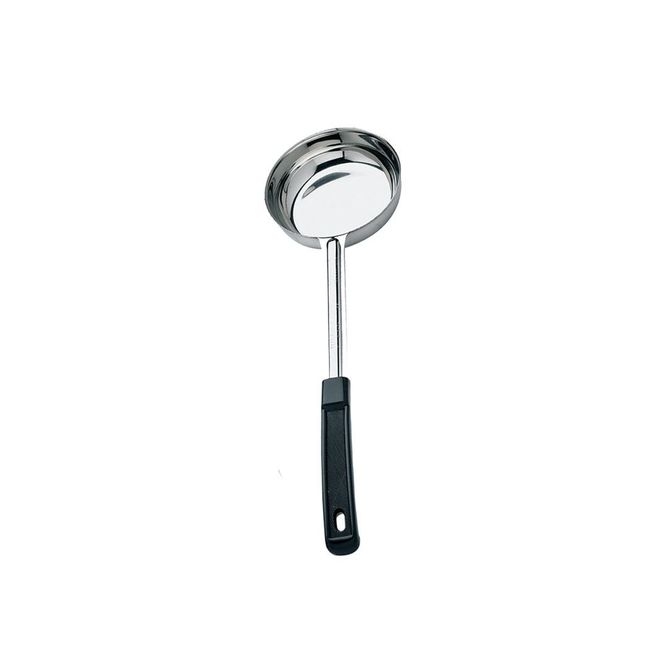 Stainless Steel One-Piece Solid Portioner with Black Handle