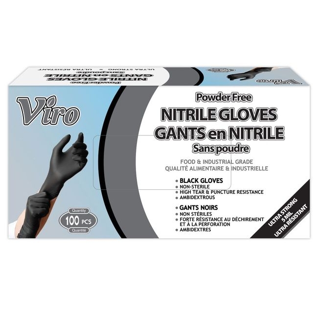 Black Medium 5mil Powder Free Nitrile Gloves