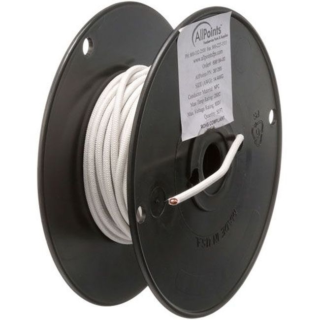 ALL381265 14 Gauge White High Temperature Wire, 50 ft Roll