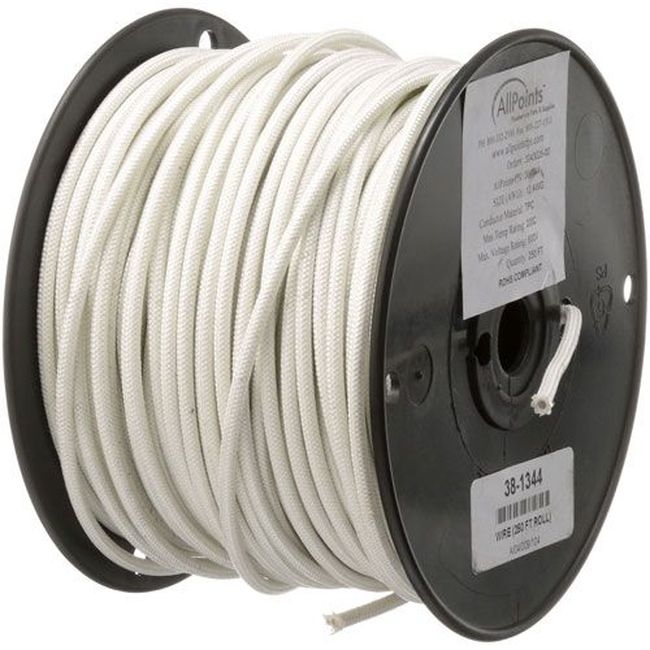 ALL381344 12 Gauge White High Temperature Wire, 250 ft Roll